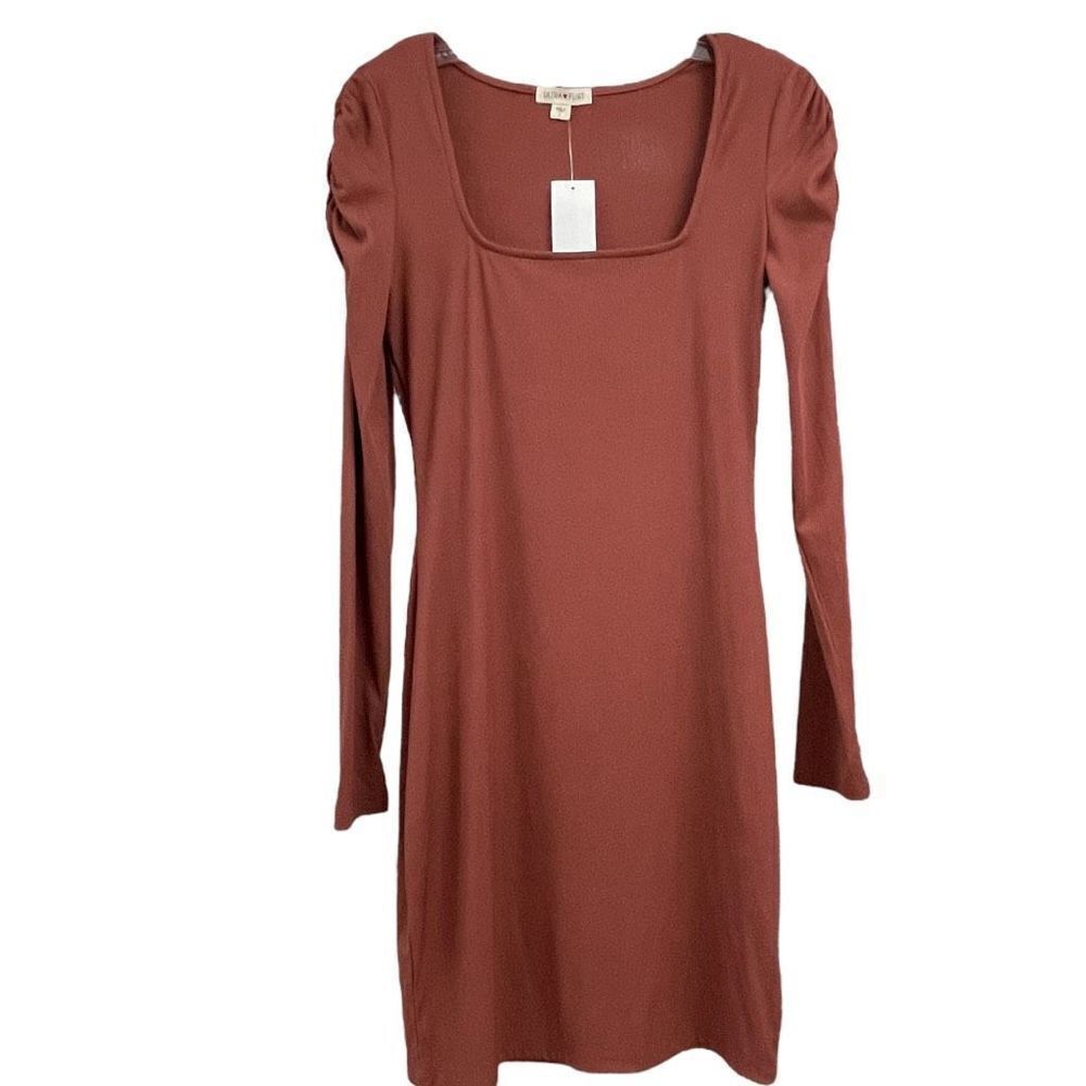 ULTRA FLIRT Women's Dress Midi Square Neck Long Sleeve Large NWT